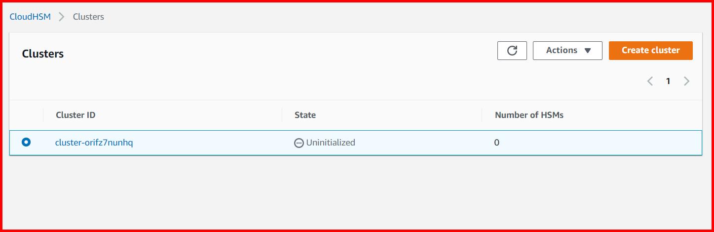Picture showing cluster created in the Uninitialized state